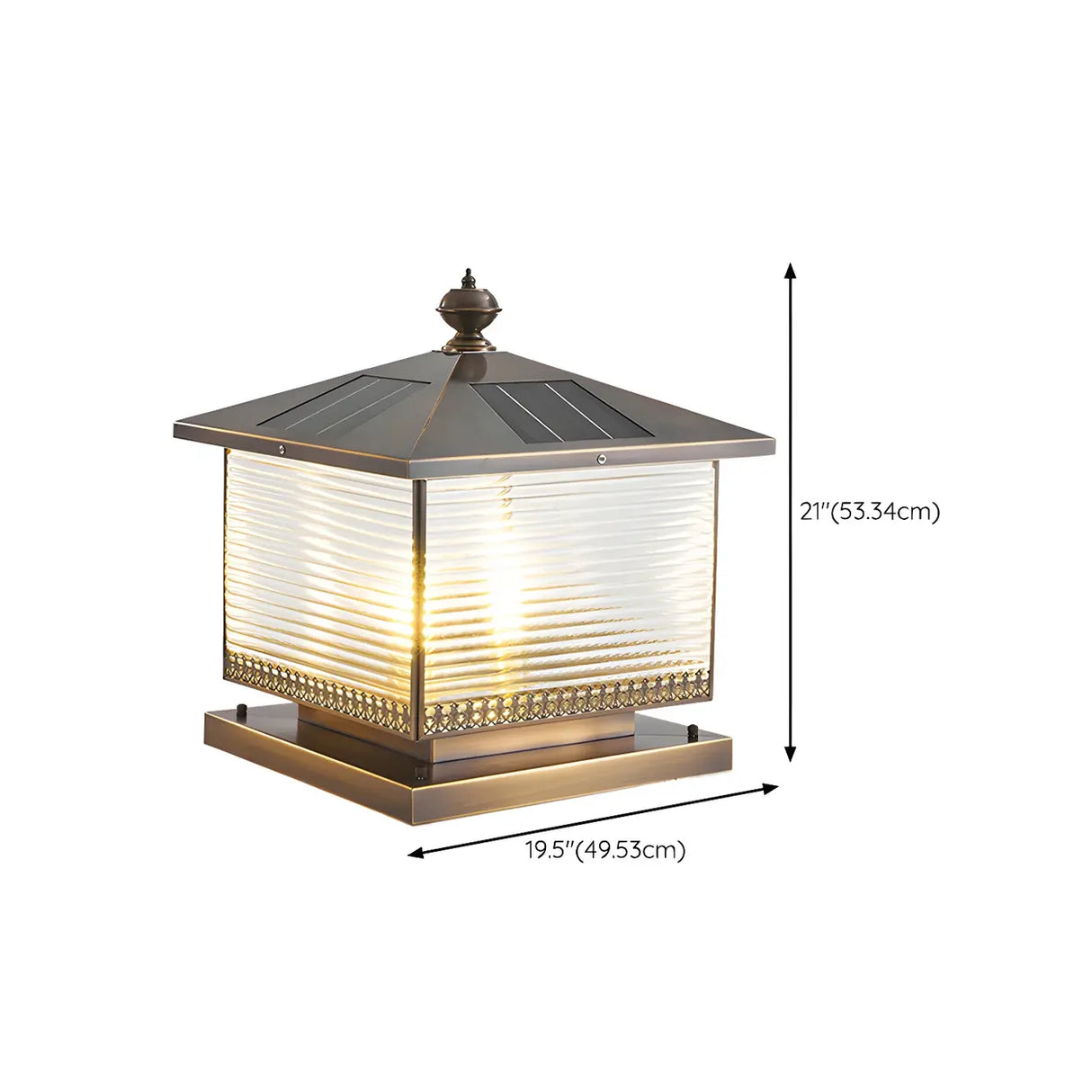 Bronze Finish Vintage Square Glass Patio Outdoor Lamp Image - 16