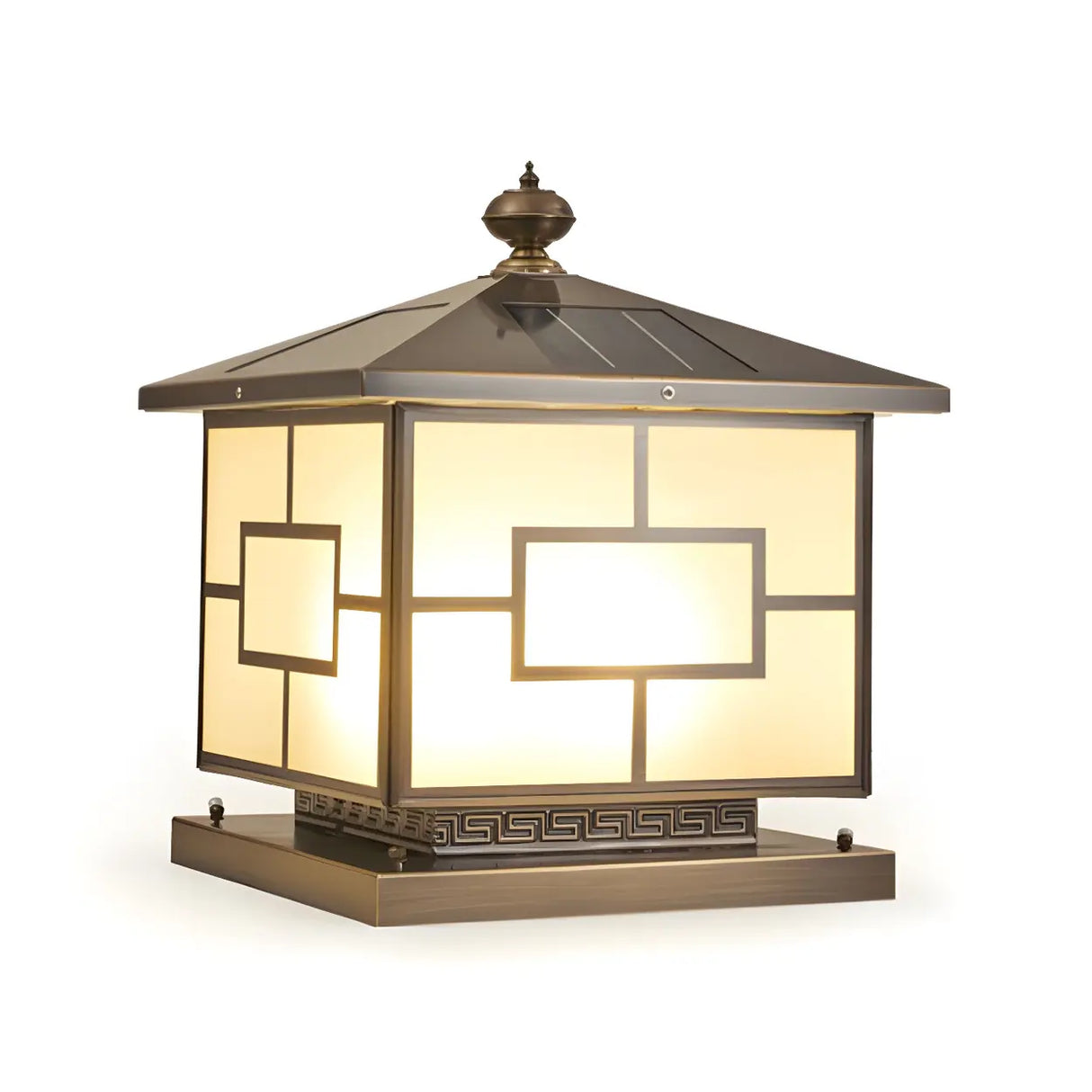 Bronze Finish Vintage Square Glass Patio Outdoor Lamp Image - 4
