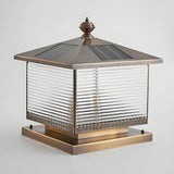 Bronze Finish Vintage Square Glass Patio Outdoor Lamp Image - 8
