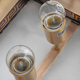 Bronze Vintage Square Glass Metal Outdoor Post Lamp Image - 7