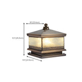 Bronze Vintage Square Glass Metal Outdoor Post Lamp #size