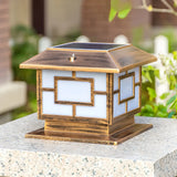 Bronze Vintage Square Metal Outdoor Post Table Lamp Image - 2