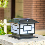 Bronze Vintage Square Metal Outdoor Post Table Lamp Image - 4