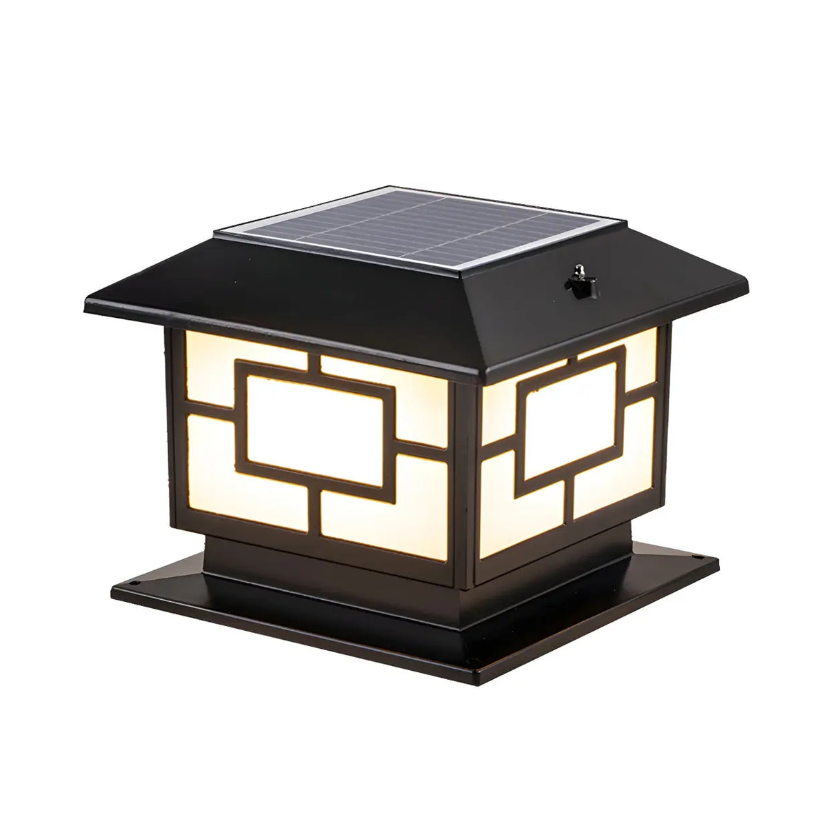 Bronze Vintage Square Metal Outdoor Post Table Lamp Image - 5