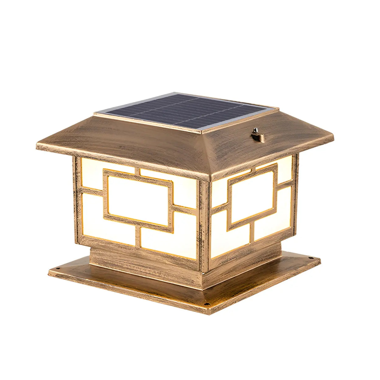 Bronze Vintage Square Metal Outdoor Post Table Lamp Image - 6