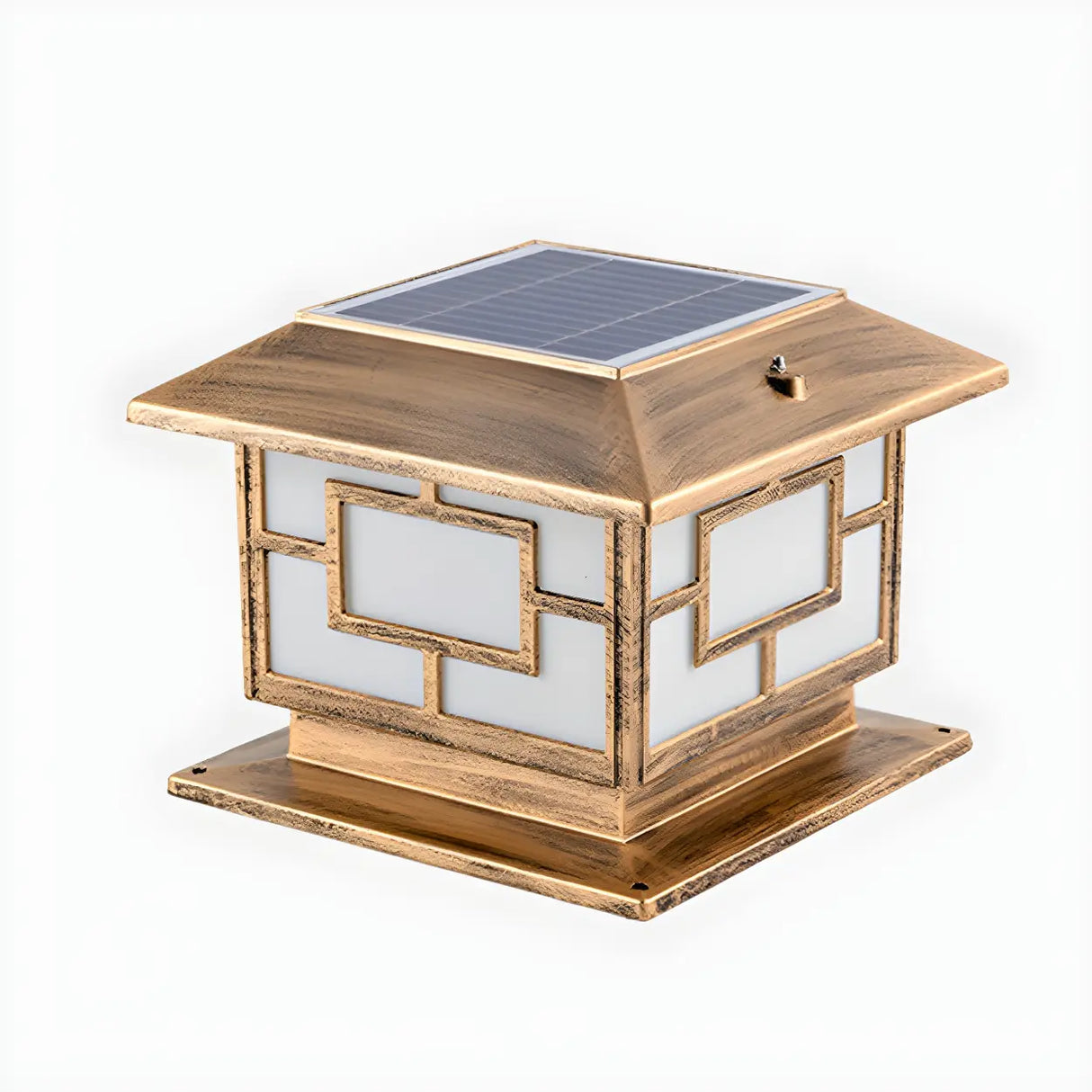 Bronze Vintage Square Metal Outdoor Post Table Lamp Image - 7