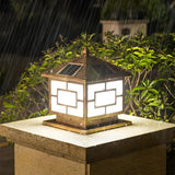 Bronze Vintage Square Solar Outdoor Metal Post Light Image - 14