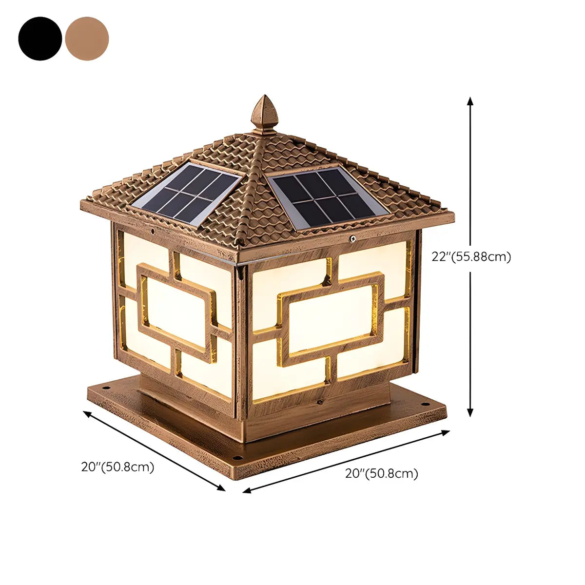 Bronze Vintage Square Solar Outdoor Metal Post Light 