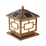 Bronze Vintage Square Solar Outdoor Metal Post Light Image - 5