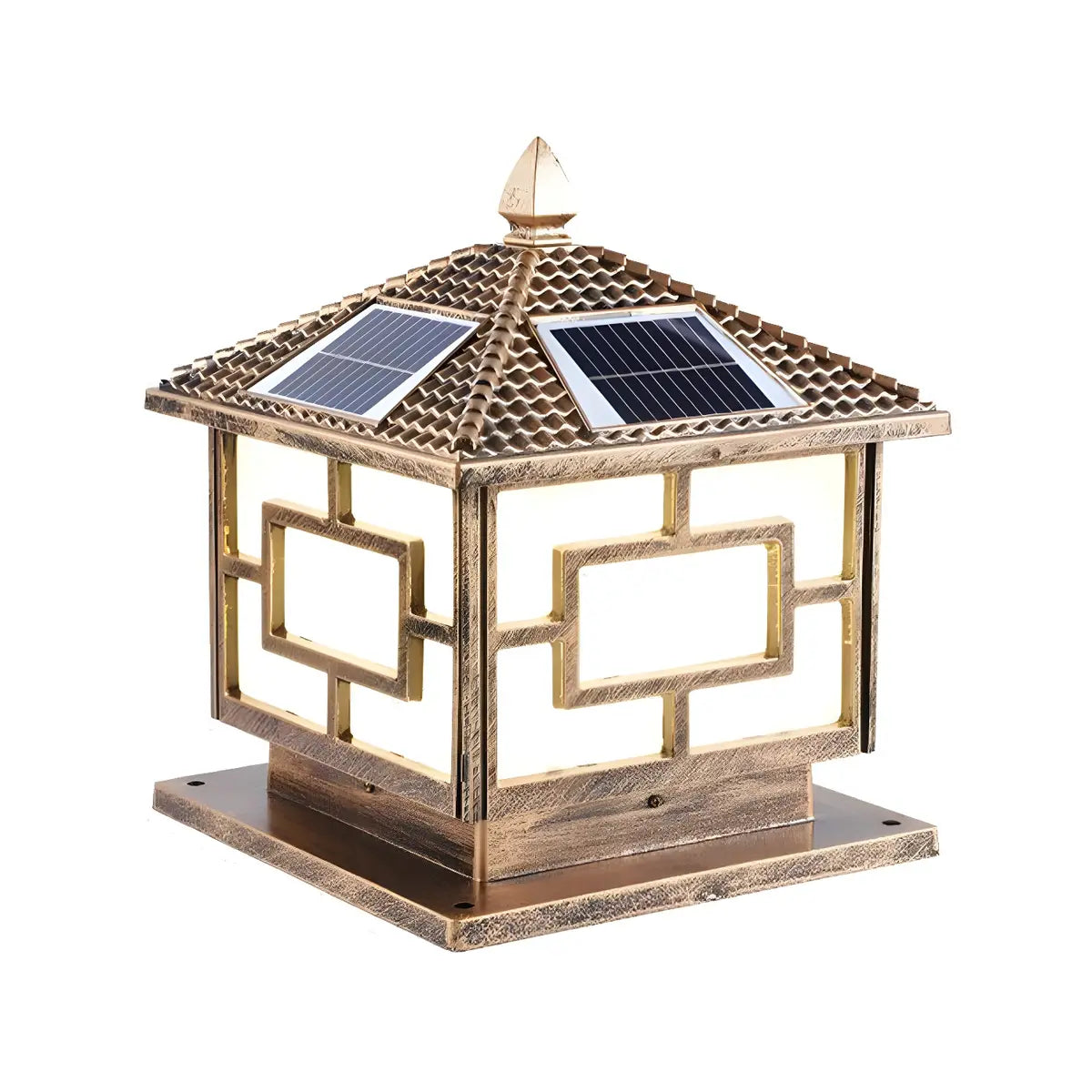 Bronze Vintage Square Solar Outdoor Metal Post Light Image - 6