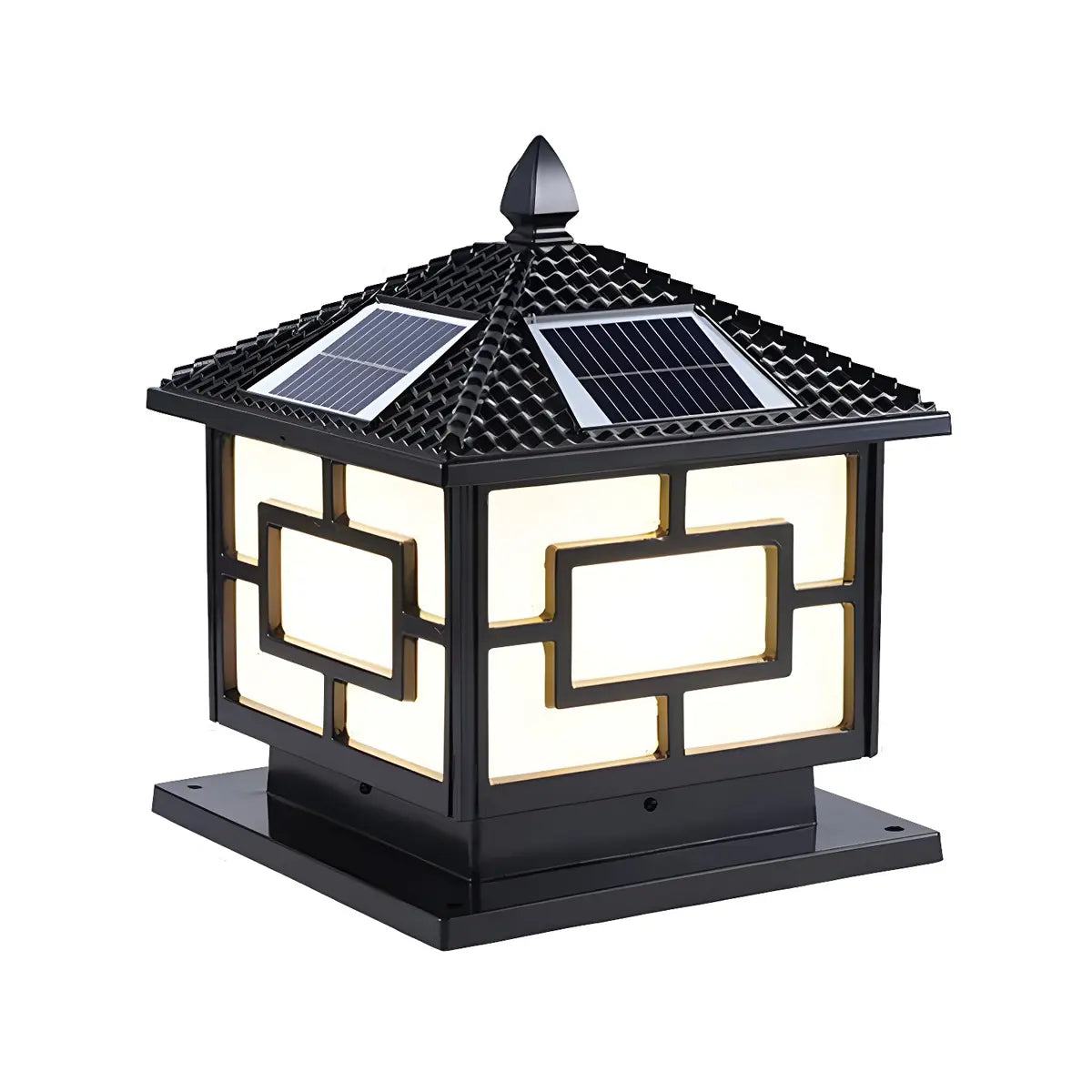 Bronze Vintage Square Solar Outdoor Metal Post Light Image - 7
