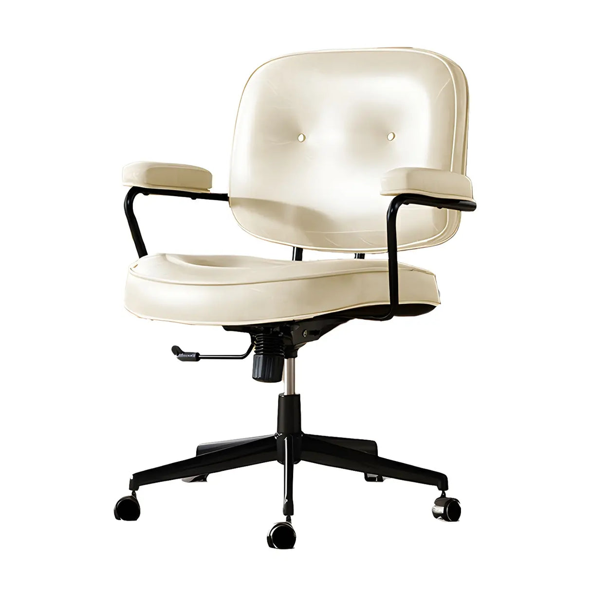 Brown Adjustable Swivel Leather Office Chair with Casters Image - 13