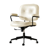 Brown Adjustable Swivel Leather Office Chair with Casters Image - 13