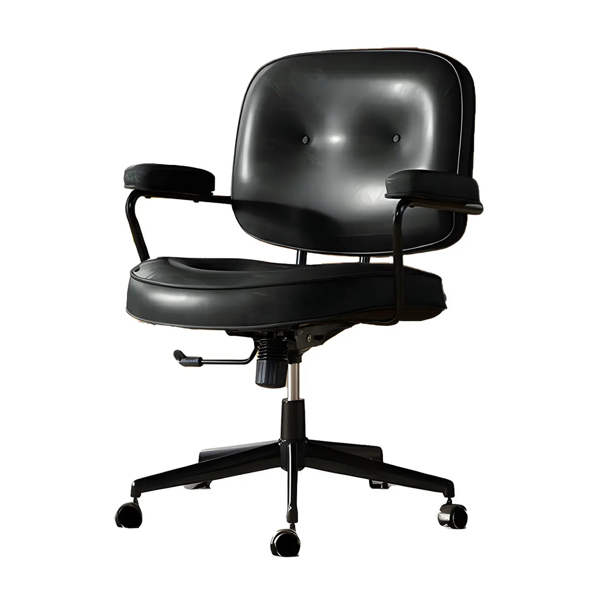 Brown Adjustable Swivel Leather Office Chair with Casters Image - 2