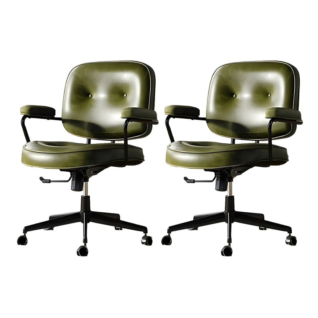Brown Adjustable Swivel Leather Office Chair with Casters Image - 8