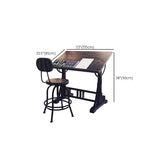 Brown Adjustable Wooden Drafting Table with Storage #size