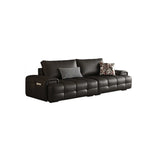 Brown Anti Cat Scratch Leather Storage Extra Long Sofa Image - 10