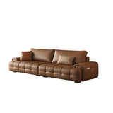 Brown Anti Cat Scratch Leather Storage Extra Long Sofa Image - 11