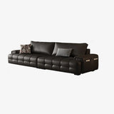 Brown Anti Cat Scratch Leather Storage Extra Long Sofa Image - 4