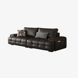 Brown Anti Cat Scratch Leather Storage Extra Long Sofa Image - 8