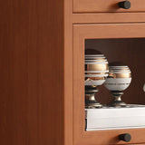 Brown Antique Glass Door Rubberwood Barrister Bookcase Image - 11