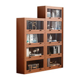 Brown Antique Glass Door Rubberwood Barrister Bookcase Image - 12