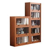 Brown Antique Glass Door Rubberwood Barrister Bookcase Image - 13