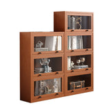 Brown Antique Glass Door Rubberwood Barrister Bookcase Image - 14