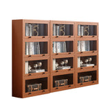 Brown Antique Glass Door Rubberwood Barrister Bookcase Image - 16