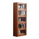 Brown Antique Glass Door Rubberwood Barrister Bookcase Image - 18