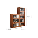 Brown Antique Glass Door Rubberwood Barrister Bookcase Image - 23
