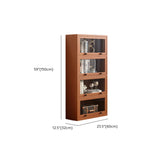 Brown Antique Glass Door Rubberwood Barrister Bookcase Image - 31