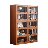 Brown Antique Glass Door Rubberwood Barrister Bookcase Image - 5