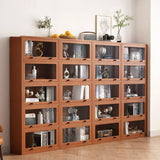 Brown Antique Glass Door Rubberwood Barrister Bookcase Image - 6
