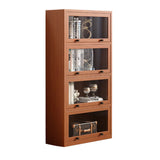 Brown Antique Glass Door Rubberwood Barrister Bookcase Image - 9