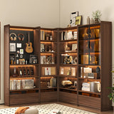 Brown Antique Vertical Solid Wood Display Bookcase Image - 1