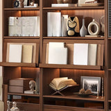 Brown Antique Vertical Solid Wood Display Bookcase Image - 11