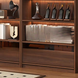 Brown Antique Vertical Solid Wood Display Bookcase Image - 12