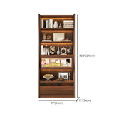 Brown Antique Vertical Solid Wood Display Bookcase Image - 14