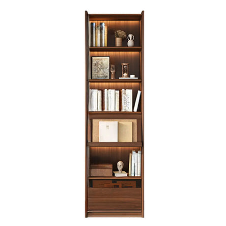 Brown Antique Vertical Solid Wood Display Bookcase Image - 2