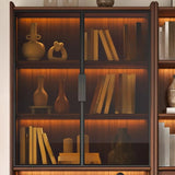 Brown Antique Vertical Solid Wood Display Bookcase Image - 4