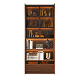 Brown Antique Vertical Solid Wood Display Bookcase Image - 7