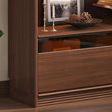 Brown Antique Vertical Solid Wood Display Bookcase Image - 9