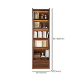 Brown Antique Vertical Wood Display Bookcase #size