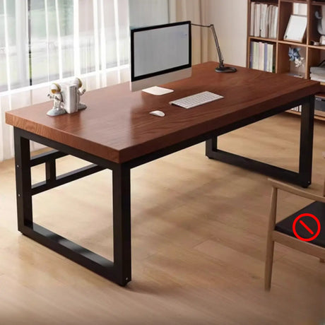 Brown Auburn Rectangular Wooden Writing Desk Image - 1