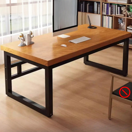 Brown Auburn Rectangular Wooden Writing Desk Image - 2