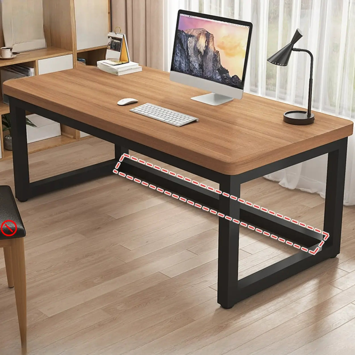 Brown Auburn Rectangular Wooden Writing Desk Image - 3