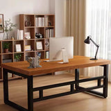 Brown Auburn Rectangular Wooden Writing Desk Image - 4