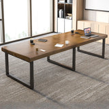 Brown Auburn Wooden 8-Person Conference Desk Image - 2