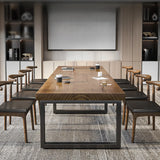 Brown Auburn Wooden 8-Person Conference Desk Image - 3